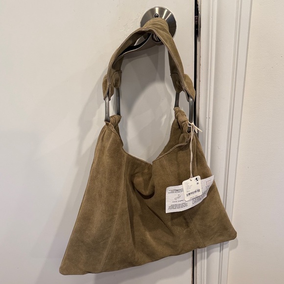 NWT Free People Bobby Slouchy Suede Hobo Shoulder Bag in Sand - Picture 2 of 5